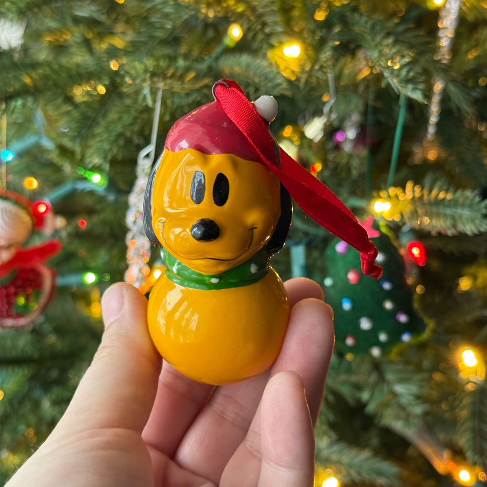 Disney Round Glass Pluto Character Christmas Tree Ornament